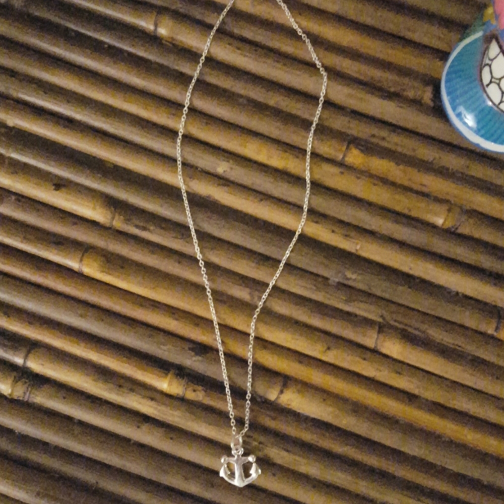 NWOT silver necklace with anchor charm